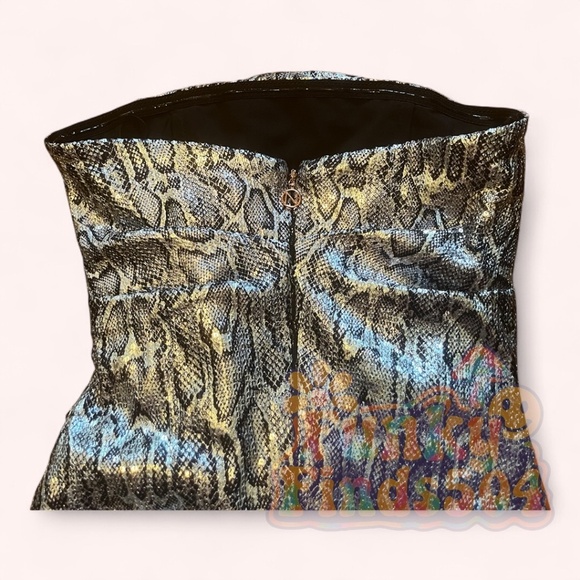 NWT Nookie Blind Date Metallic Edgy Mini Dress Silver Snakeskin Size S Bodycon - Picture 4 of 9